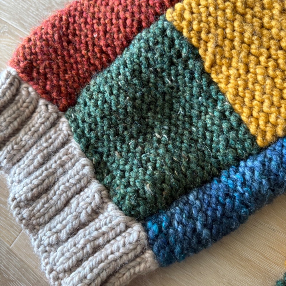 Handmade One Of A Kind Heavy Crochet Color Block Jacket Sweater Long Sleeve - Picture 8 of 16